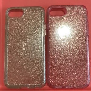 Clear and pink glitter Apple iPhone 8 case